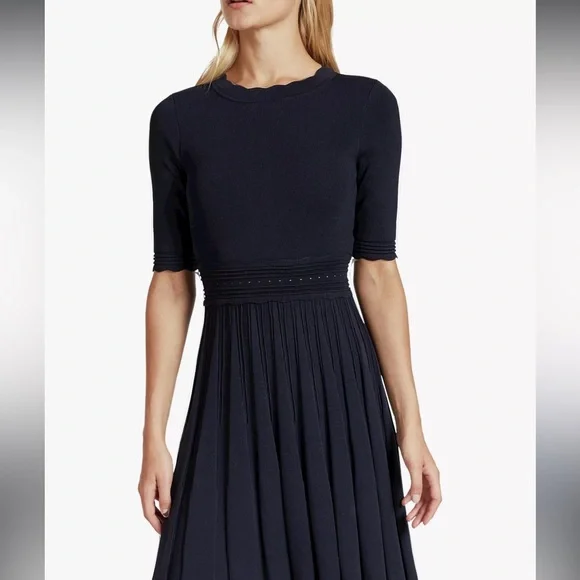 Ted Baker Dorlean Scallop Trim Skater Dress Navy - Picture 2 of 9